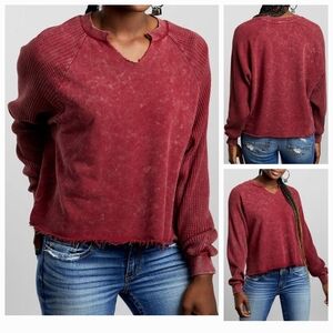 NeW GILDED INTENT FRENCH TERRY LINED SPLIT NECK WASHED PULLOVER L